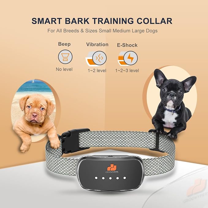 Smart Automatic Anti bark Dog Collar Intelligent Waterproof Rechargeable Barking Terminator (Black Bark Collar)