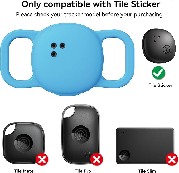 DDJ Cat Collar Case for Life360 Tile Sticker Tracker, 2-Pack Silicone Anti-Lost Protective Cover for Life 360 Tile Sticker Holder for Dog/Pet Collars, Durable, Easy Installation, Lightweight, Blue