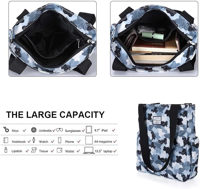 KAMO Floral Tote Bag - Waterproof Lightweight Handbags Travel Shoulder Bag for Hiking Yoga Gym Swimming Travel Beach