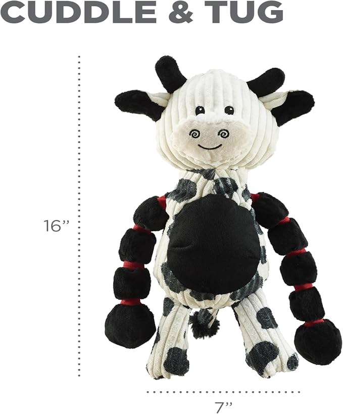 Outward Hound by Charming Pet Thunda Tugga Cow Plush & Squeaky Dog Tug Toy