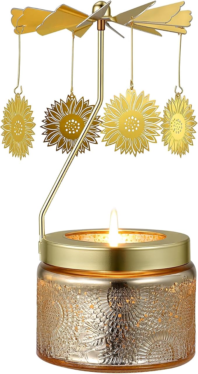 Sunflower Rotating Scented Candle, Gifts for Women Mom Daughter Sister Wife | Birthday Gifts for Women Friendship, Unique Candle Gift for Christmas Anniversary Mothers Day