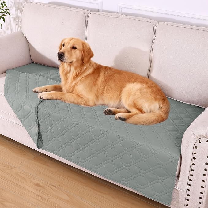 Waterproof Dog Bed Blanket - Soft Pet Blanket & Sofa Cover for Dogs | Reversible Washable Furniture Protector, Couch Covers for Pets (40x70 Inch, Grey/Grey)
