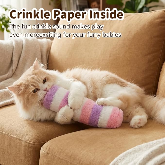 Cat Toys 3 Pack Catnip Pillows, Soft and Durable Crinkle Sound, Rainbow