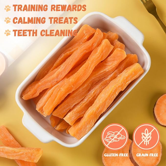 Pawmate Sweet Potato Dog Treats, Healthy Low Fat Dog Chews 10.6oz | Rawhide Free Grain Free Training Treats for Small Medium Large Dogs 27-31 Counts
