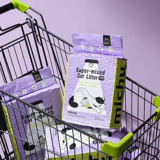 Michu Tofu Cat Litter Natural Clumping Tofu Cat Litter 5.5lb/88oz 5 Scents (Peach + Mixed, 2 Pack)