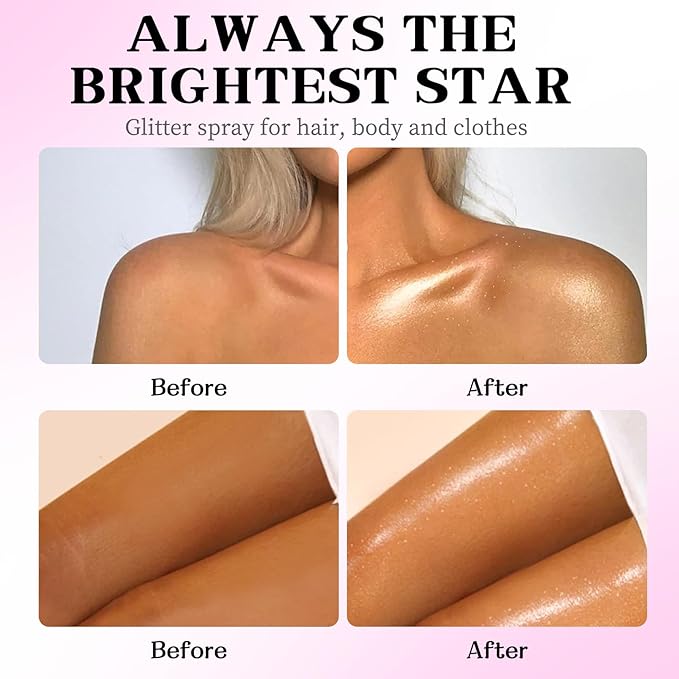 Glitter Spray for Hair and Body, Glitter Body Spray, Quick-Drying Waterproofing, Suitable for Festival Rave
