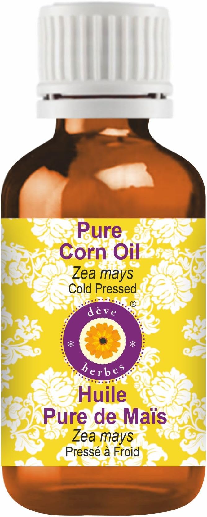 Deve Herbes Corn Oil (Zea mays) | Cold Pressed | Pure | Natural | Undiluted | for Diluting Essential Oils | for Skin & Massage | Non-Sticky | Lightweight | Men & Women | 15ml (0.50 oz)