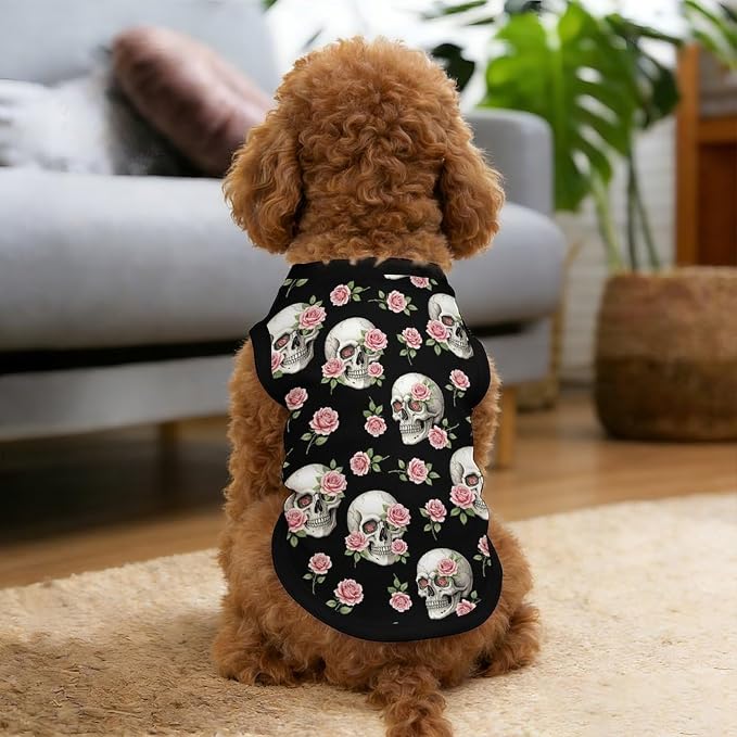 Halloween Pet Vest Rose Skull Pet Shirts Large | blossom Dog Shirt Vest cute pet Sleeveless Vests Ice Silk Dog T-Shirts holiday Dog Clothes Halloween Canine Wear