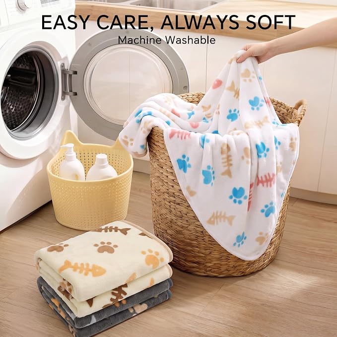 Luciphia 3 Pack Cute Cat Blankets Cozy Small Throw for Pet Puppy,30"x20" | 280GSM Fuzzy Kitten Pet Blankets Washable for Crate Bed Couch Car Indoor - Puppy Essentials Dog Gift
