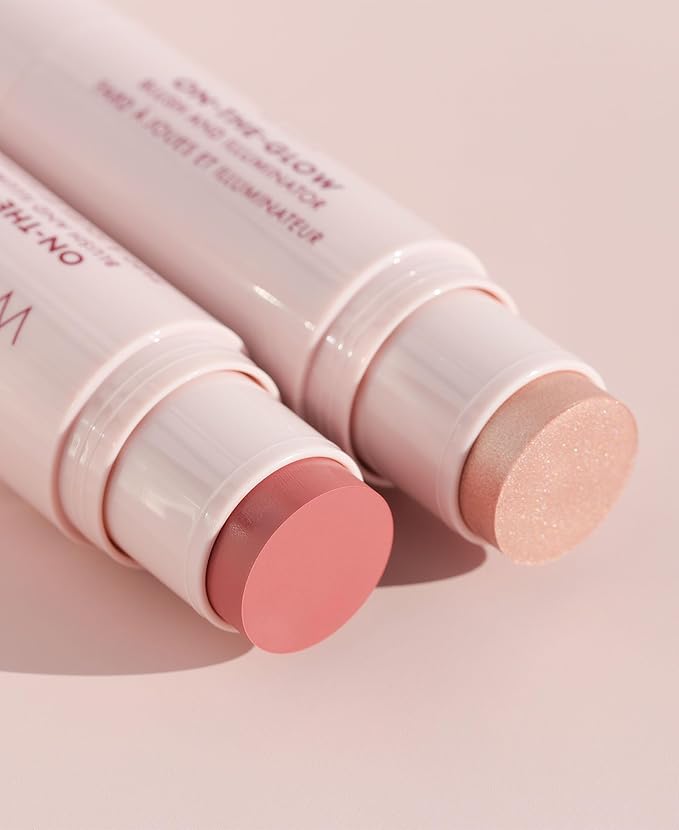 Wander Beauty On-the-Glow Blush and Illuminator - Bare/Nude Glow - 7-in-1 Hydrating Cream Blush & Highlighting Stick - Stick Blush for Cheeks, Lip, Face & Body - Highlighter Makeup & Blush - 0.4 oz