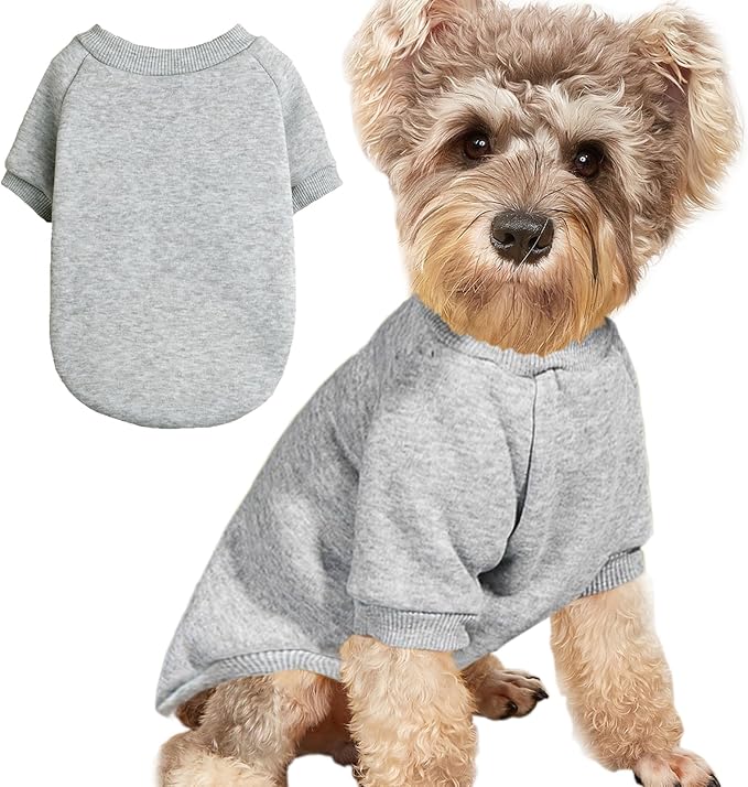 Soft Puppy Sweater for Small Dogs Winter Knit Pullover, Grey XXS | Elastic Cuffs Pet Clothes, Holiday Party Matching, Fall Winter Daily Outfit, Soft Breathable Machine Washable Sweatshirt