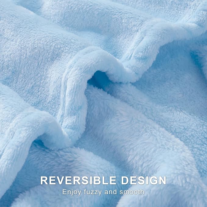 Hansleep King Light Blue Fleece Blanket, Soft Flannel Bed Blanket | Fuzzy Cozy Blanket 90x108 Inches, Multi-use for Bed, Sofa, Couch, Travel, Camping, All Season Warm Lightweight Cover