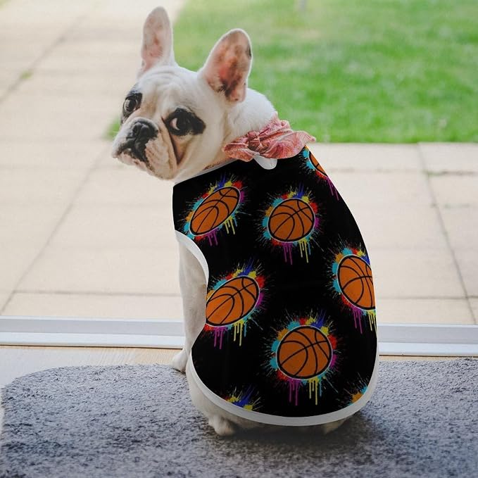 Cat Shirt Dog Cute Clothes Breathable Beach Seaside Puppy Shirt Sweatshirt Orange Basketball