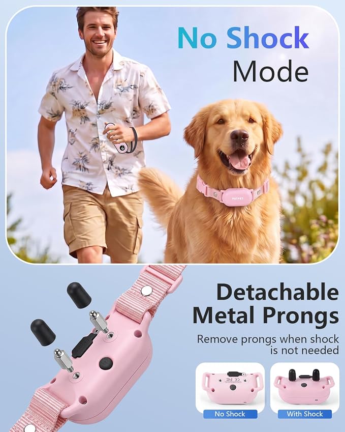 PATPET Shock Collar for Dogs - 4000FT Dog Training Collar with Remote, IPX7 Waterproof 4 Modes(Beep/Vibration/Shock/Safe) Dog Shock Collar, Rechargeable E-Collar for Small Medium Large Dogs (5-120Lbs)