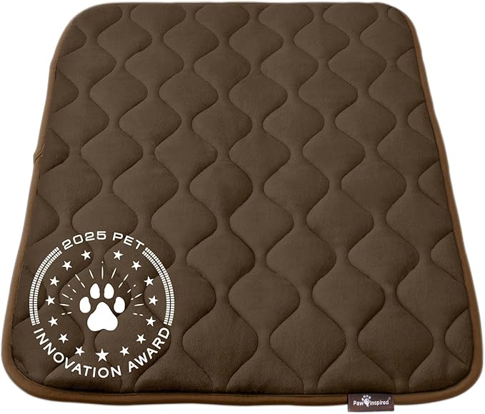 Paw Inspired Washable Padded Crate Mats for Dogs, Dark Brown, 35x22 Inch | Fits 36-inch Kennels, Leakproof, Waterproof Bottom, Plush Dog Pad, Pet Bed