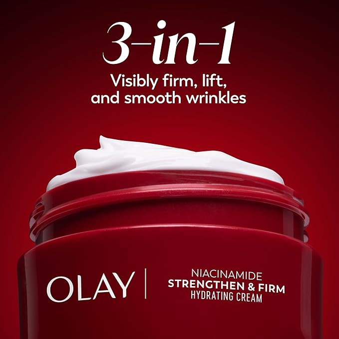 Olay Regenerist Niacinamide Face Moisturizer, Strong & Firm Cream for Women, Anti-Aging, Anti-Wrinkle, Firming Skin Care, Evens, Hydrates to Repair Barrier, Recyclable Eco Jar, Non-Greasy, 2 oz