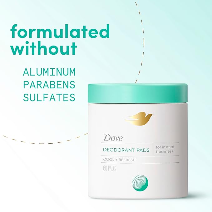 Dove Deodorant Cleansing Pads For Women Neutralize Odor & Gently Exfoliate To Refine Skin Texture, Fresh Water Lilly Scent,60 pads