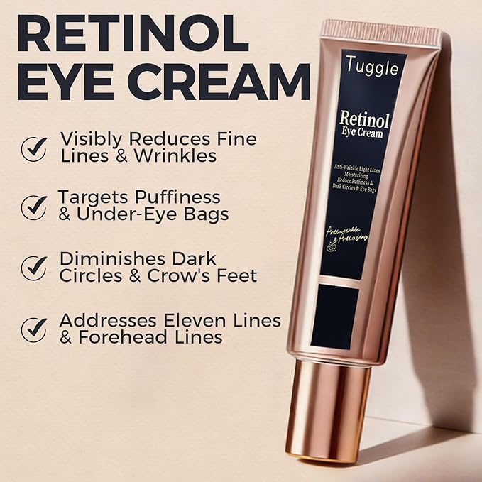 Retinol Under Eye Cream – Anti-Aging Cream for Dark Circles, Puffiness & Wrinkles with Caffeine & Peptide Firming & Hydrating Formula to Reduce Fine Lines 0.7 Fl.Oz
