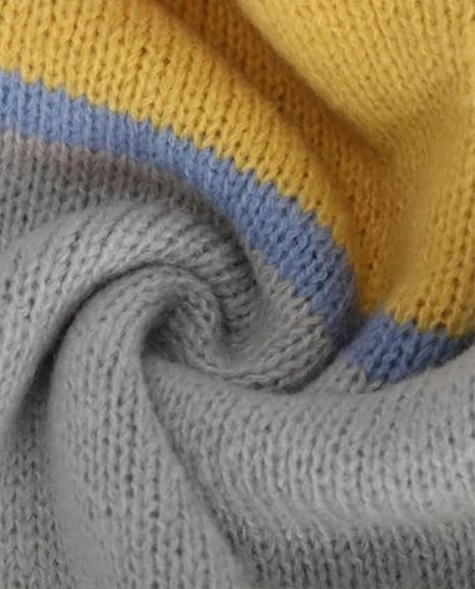 Zhyaj Fair Isle Sweater for Womens Winter Long Sleeve Vintage Knitted Sweater Casual Fall Crew Neck Pullover Sweaters