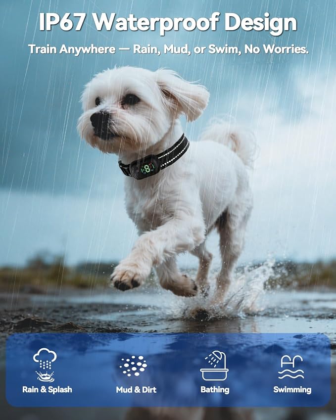 Smart Dog Training Collar with Remote – 4500FT Range Rechargeable E Collar with Voice Command, Beep, Vibration, Static & LED Light, Waterproof Shock Collar for Small Medium Large Dogs