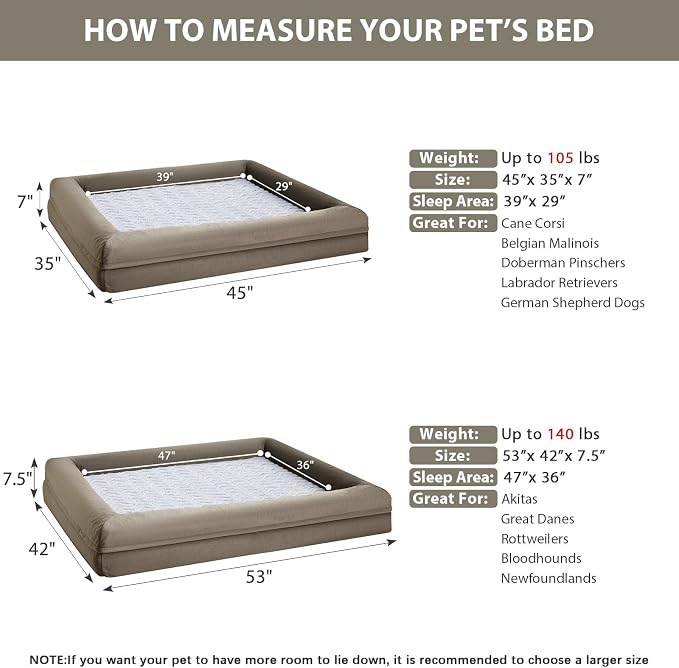 WNPETHOME XXL Extra Large Orthopedic for Senior Dog BedComfy Sleeping | Washable Waterproof Dog Couch with Removable Cover, Large Pet Sofa Bed with Bolster Sides for Relaxing Dark Green 45x35 Inch