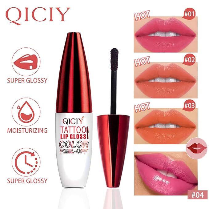 3PCS Peel Off Lip Stain Lip Tint,Waterproof Long-Lasting Tear-off Lip Gloss,Peel Reveal Lip Stain,Peel Off Tattoo Lipsticks,Nonstick Cup Lip Gloss, Tattoo Magic Color Lip Set Lip Makeup