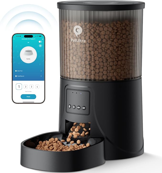 Automatic Cat Feeder 5Ghz WiFi APP Control Cat Food Dispenser | Auto Pet Feeder for Cats and Small Dog Indoor- Easy to Set and Clean, Dual Power, 1-6 Meals/Day, Timed Precise Feeding