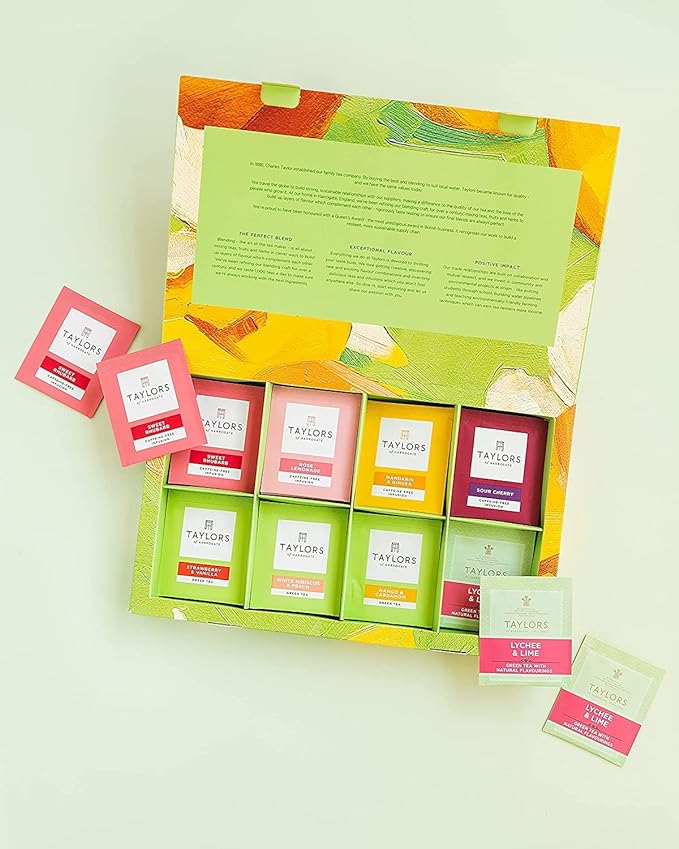Taylors of Harrogate Assorted Green & Herbal Teas Sampler,Variety Pack Gift Box,Individually Wrapped Bags,Premium Green & Herbal Teas, Mixed Caffeinated & Caffeine-Free Selection, 48 Count (Pack of 2)