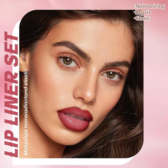 Peel Off Lip Liner Stain Tattoo, Long Lasting Waterproof Lip Stain Peel off, Tattoo Pink Plum Lip Liner and Lip Gloss Combo, Non-Stick Cup Nourishing Lip Gloss Set Lipstick Makeup