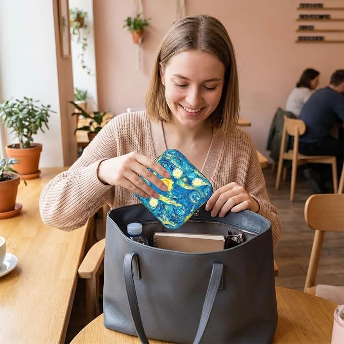 Starry Night Period Bag For Women,Portable Sanitary Napkin Period Pad Pouch For Purse, Small Make Up Bags