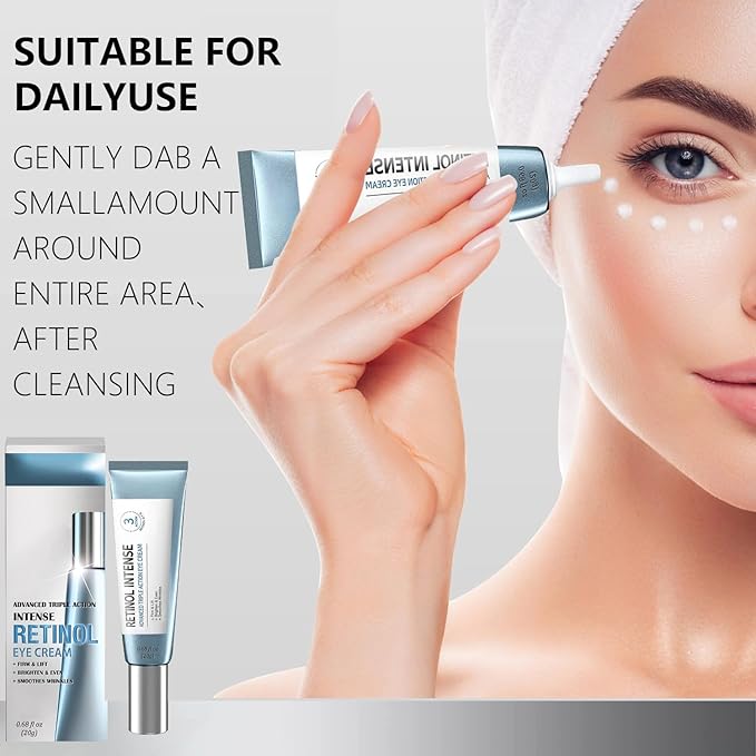 Retinol Firming Eye Serum, Hydrating Eye Cream for Instantly Minimizes Puffiness, Anti-Aging Treatment with Retinol & Peptides Fast-Absorbing for Women & Men