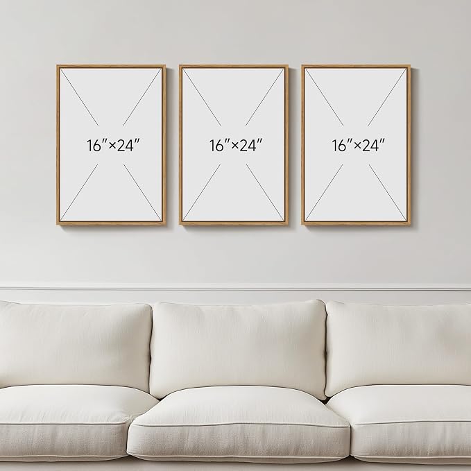 Framed Neutral Abstract Wall Art for Bedroom, 3 Piece Modern Canvas Prints Paintings Artwork for Walls, Minimalist Beige White Taupe Pictures for Living Room Dining Hallway Office Wall Decor 16x24 In
