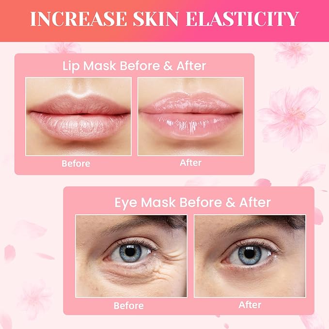 30 Pairs Lip Masks & Eye Masks, 24K Gold Crystal Gel Collagen Eye Pads, Under Eye Patches for Puffy Eyes, Dark Circles, Bachelorette Party Favors, Bridesmaid Gifts, Wrinkles and Fine Lines