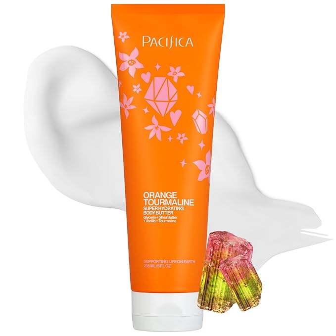 Pacifica Orange Tourmaline Body Butter – Super Hydrating Moisturizer for Dry Skin, Ultra-Rich Cream with Shea Butter & Vitamin E, Clean Beauty, Vegan, Cruelty-Free, Citrus Scent, 6 oz