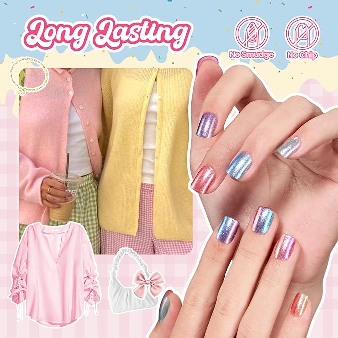 Beetles Spring Nail Polish Set - Candy Galaxy, 6 Colors Pastel Pearl Glitter Nail Polish Quick Dry Set, 7.5ml/0.25 Fl Oz Spring Nails Art, Long Lasting Shine DIY Manicure Easter Nails Gift for Her