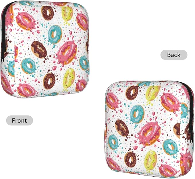 Donut Donuts Period Bag For Women,Portable Sanitary Napkin Period Pad Pouch For Purse, Small Make Up Bags