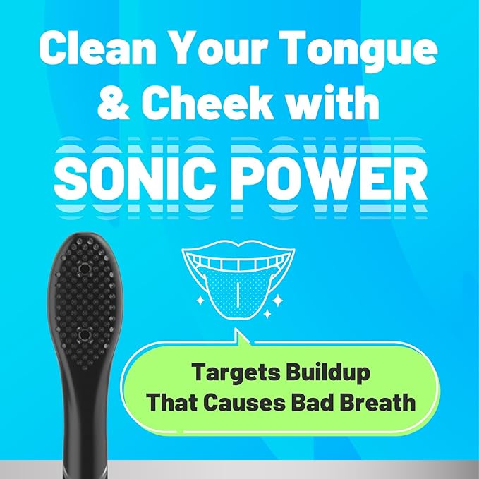 Oralica - Japanese Brand Whitening Replacement Toothbrush Heads, Compatible with Philips Sonicare Click-on Handles, 4 Pack, Medium, with Tongue Cleaner (CA668, Black)