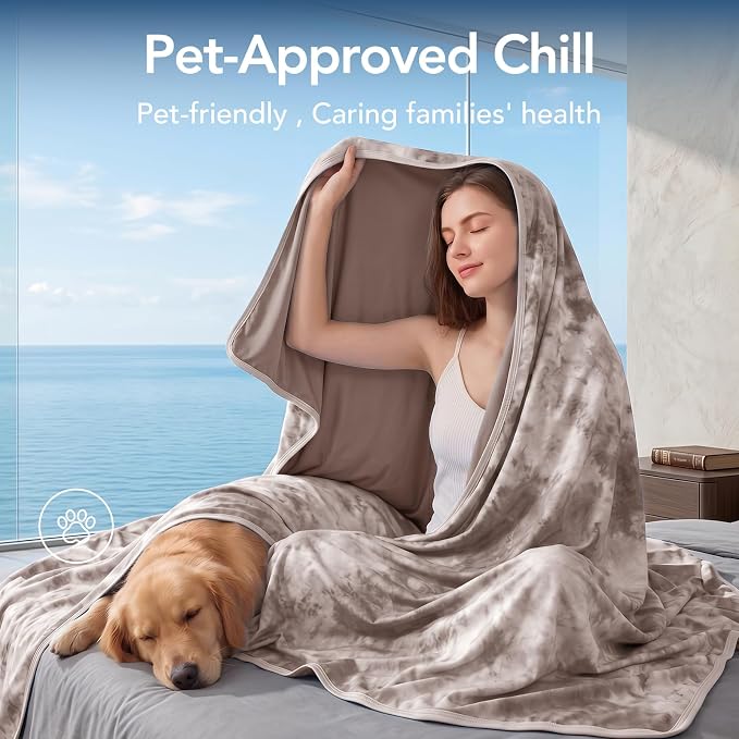 Cooling Blanket Throw 50"x70" for Hot Sleepers | Cold Summer Soft Blanket for Bed Couch and Travel Absorbs Heat Q-Max>0.35 Cool Lightweight Throw for Night Sweats Menopause
