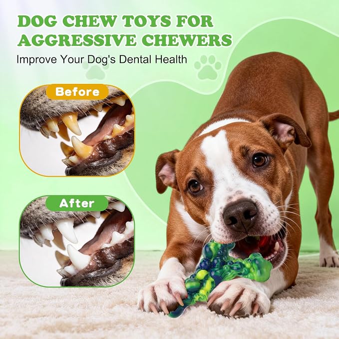 3Pack Bone Indestructible Dog Chew Nylon Toys for Aggressive Chewers