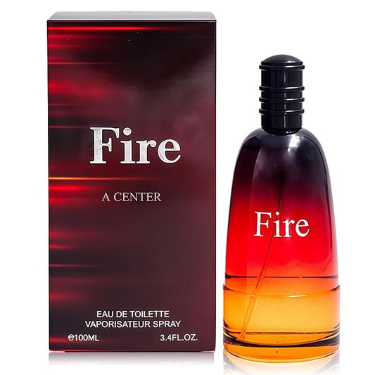 A CENTER Men Cologne Fire 3.4 Fl Oz Eau de Parfum Natural Spray Long Lasting Cedarwood, Mimosa Fragrance for Men Daily Used