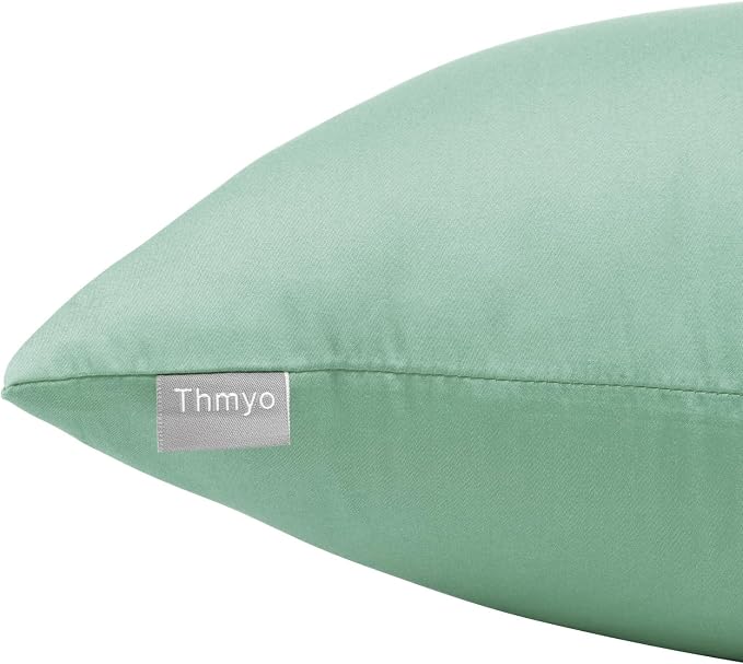 Thmyo 4-Pack 100% Cotton Lumbar Comfortable Solid Decorative Throw Pillow Case, Rectangle Cushion Cover Pillowcase Sublimation Blank Pillow Covers DIY Throw Pillowcase(12x20inch/30x50cm, Mist Green)