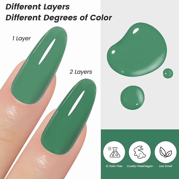 YTD Likomey Eucalyptus Green Gel Nail Polish,15ml Salon Home DIY Nail Art Manicure and Pedicure Fall Winter Soak Off UV Color Varnish,CS416
