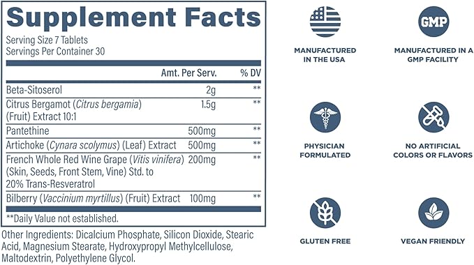 Revive MD Lipid Support Formula - Supplement Helps Maintain Healthy Cholesterol Levels, Endothelial Health & Triglyceride Levels - Beta Sitosterol, Citrus Bergamot & Pantethine (30 Servings)