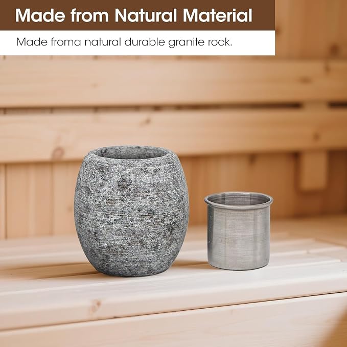 2 Packs Sauna Aromatherapy Stone, Sauna Essential Oil Diffuser, Natural Rock with Stainless Steel Bowl for Essential Oils, Spa Accessories