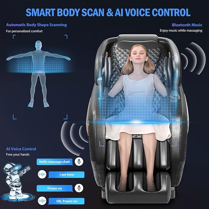 Zero Gravity Massage Chair - 57" Extra-Long SL-Track for Full Body Relief, Back/Leg Heat & Airbag Massage - Relieve Back Pain for Sedentary Workers/Elderly