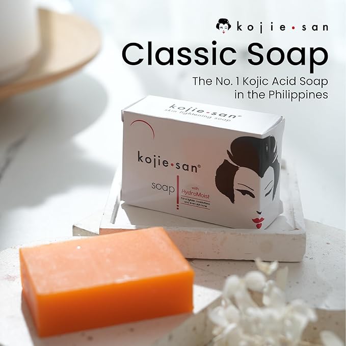 Kojie San Skin Soap - Original Kojic Acid Soap that Reduces Dark Spots, Hyperpigmentation, & Scars with Coconut & Tea Tree Oil – 65g x 6 Bars