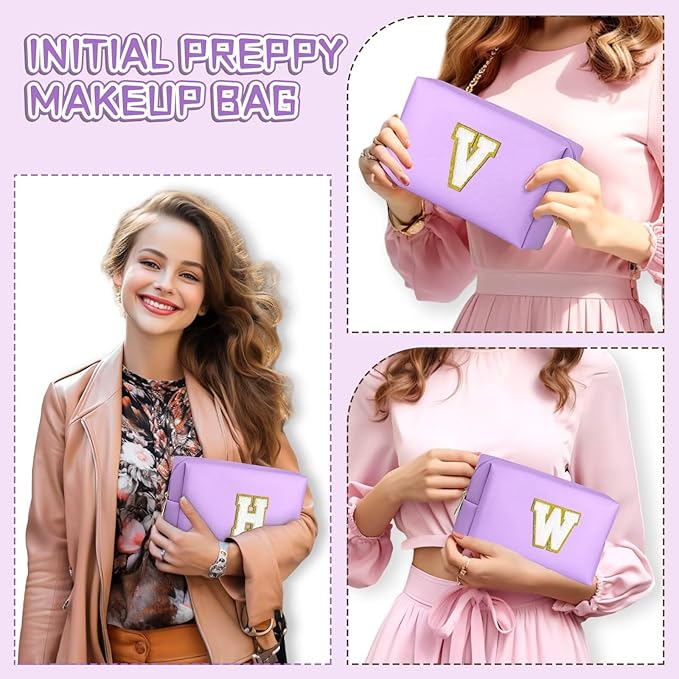 TOPEAST Gifts for Mom - Personalized Makeup Bag, Purple, Cosmetic Case