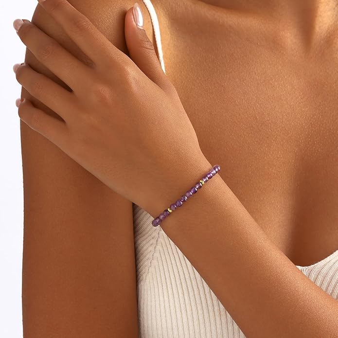 Natural Healing Crystal Bracelet for Women, Anxiety Relief Healthy Pregnancy Triple Protection Citrine Jewelry Gift for Friends Daughter Sister Mom Colleague