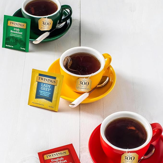 Twinings Tea Bag Sampler Variety with Brown Wooden Organizer (60 Tea Bags) 40 Different Flavors, Gift for Tea Lovers: Women, Men, Mom, Dad, Family, Friends, Couples