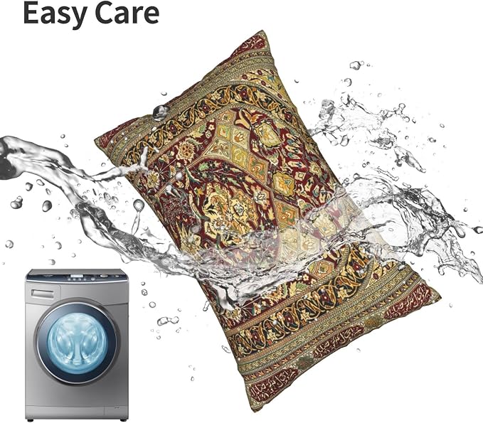 Hereke Turkish Antique Silk Rug Print Pillow Covers Decorative Lumbar Throw Pillowcase 12x20 Inch Couch Cushion Cover for Home Decor Living Room Bedroom College Dorm Bed Car Sofa